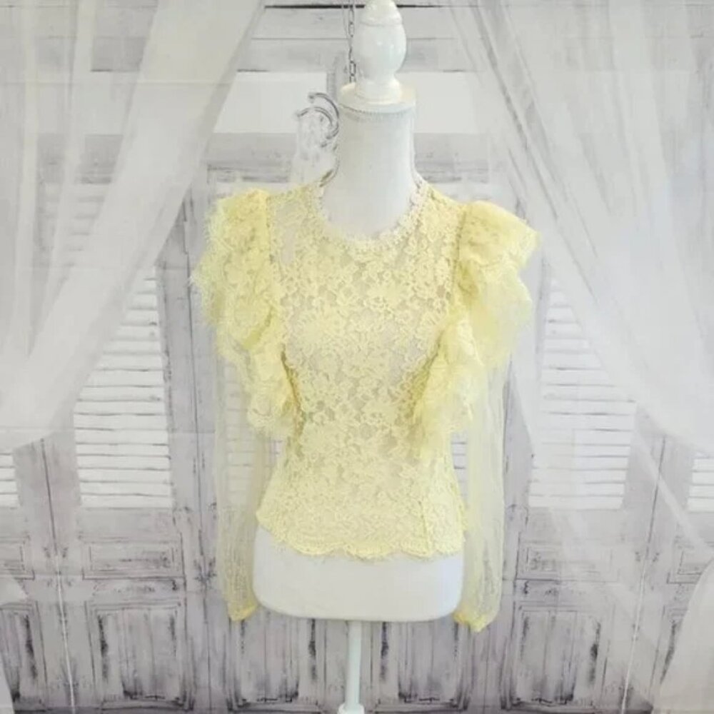 Peach Lace Sheer Blouse